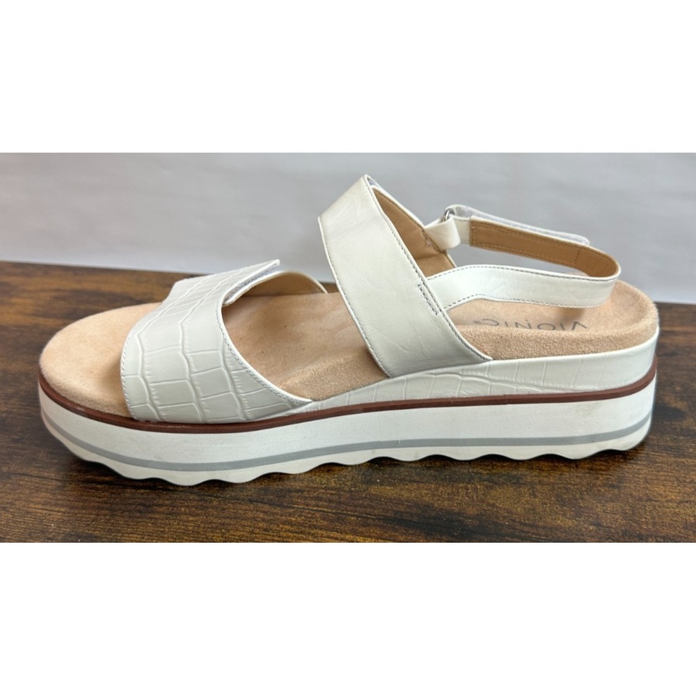 Vionic Phoenix Brielle Platform Wedge Sandal Size 9 White Crocodile Backstrap - Picture 4 of 13